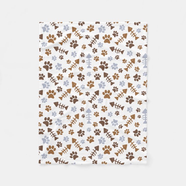 Couverture Polaire Motif d'empreintes de pattes de chat (Devant)