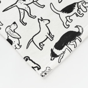 Couverture Polaire Motif des chiens noirs et blancs Cute Canine Love