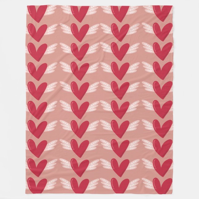 Couverture Polaire Motif des coeurs ailés (Devant)