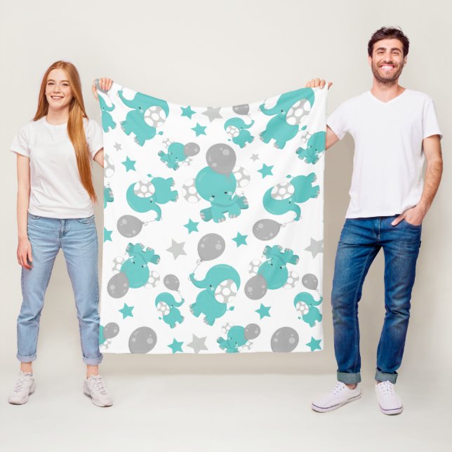 Couverture Polaire Motif Des Eléphants Bleus, Eléphants Mignons, Étoi (En situation)