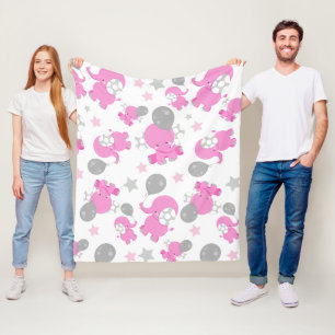 Couverture Polaire Motif Des Eléphants Roses, Eléphants Mignons, Étoi