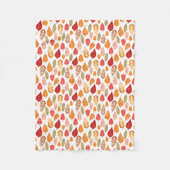 Couverture Polaire Motif des feuilles d'automne peintes (Devant)