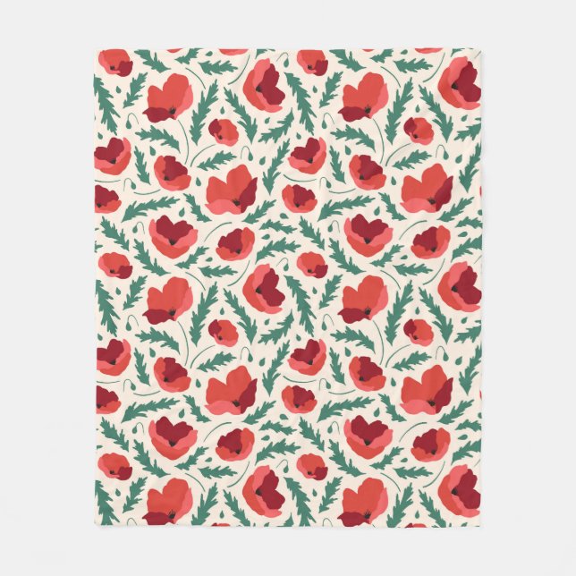 Couverture Polaire Motif des papillons rouges (Devant)