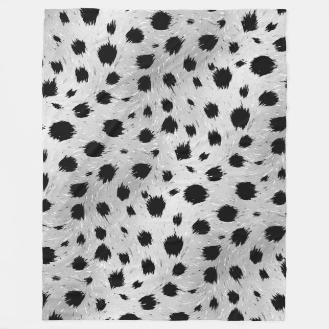 Couverture Polaire Motif des points Dalmatiens noirs et blancs (Devant)