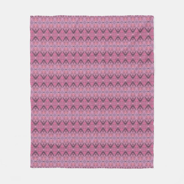 Couverture Polaire Motif des rayures de diamants rose et noir (Devant)