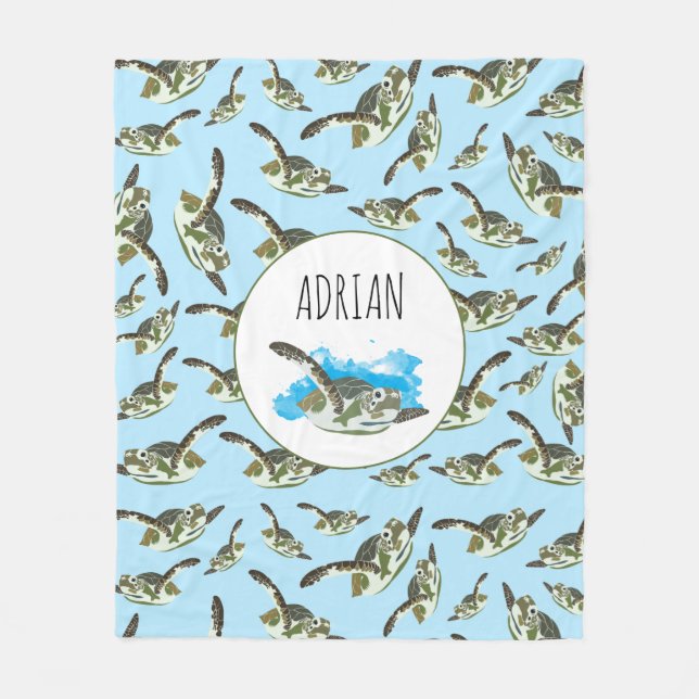 Couverture Polaire Motif des Tortues de mer (Devant)