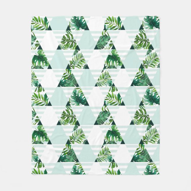 Couverture Polaire Motif des triangles tropicaux vert Mint Green  (Devant)