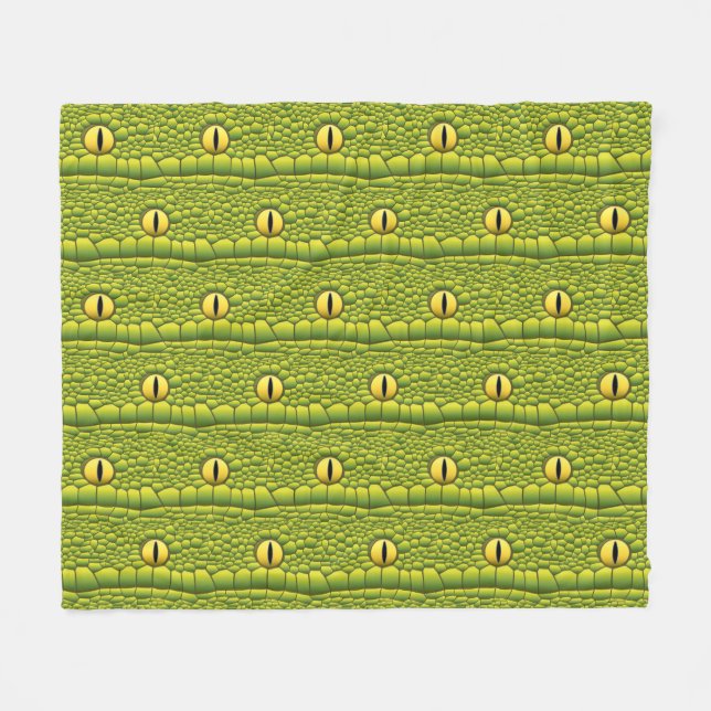 Couverture Polaire Motif des yeux de serpent - Abstrait reptile vert (Devant (Horizontal))