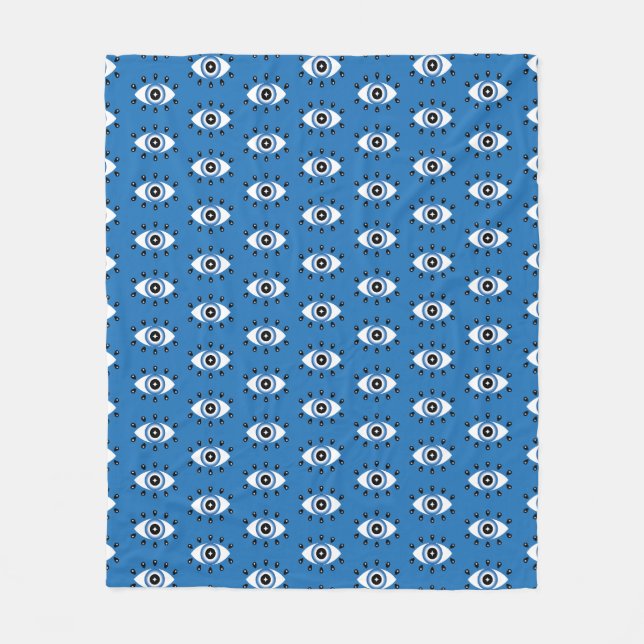 Couverture Polaire Motif des yeux mal grecs bleu noir blanc (Devant)