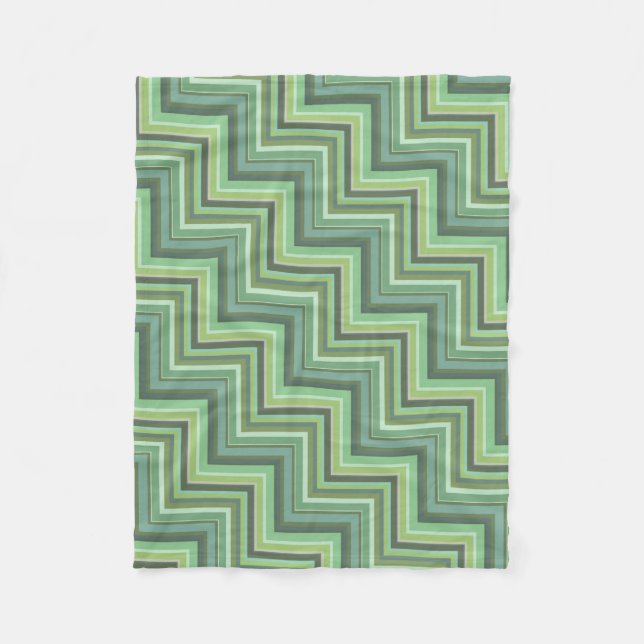 Couverture Polaire Motif d'escalier à rayures vert olive (Devant)