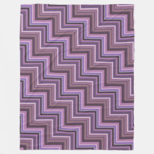 Couverture Polaire Motif d'escaliers à rayures mauve