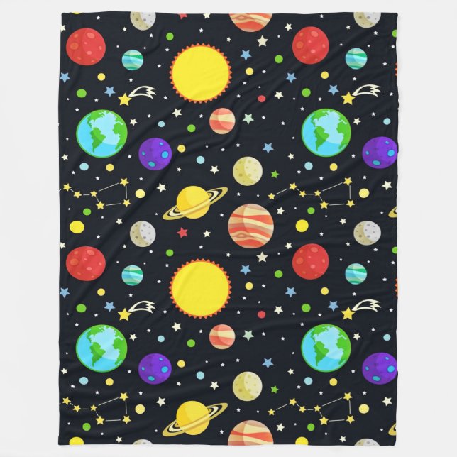 Couverture Polaire Motif d'espace amusant (Devant)