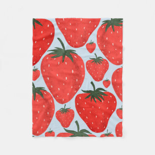 Couverture Polaire Motif d'été avec fraises isolées à la lumière