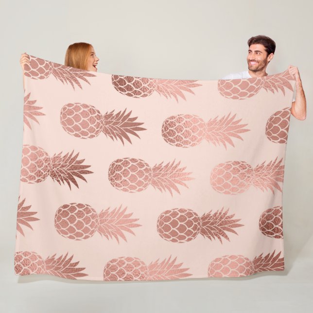 Couverture Polaire Motif d'été pour ananas Rose tropical (En situation)