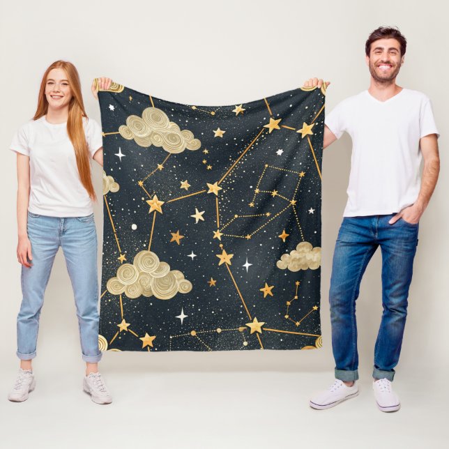 Couverture Polaire Motif d'étoiles de constellation céleste (2) (En situation)