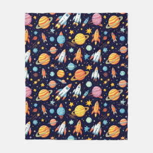 Couverture Polaire Motif d'exploration spatiale coloré