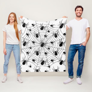 Couverture Polaire Motif d'Halloween Black White araignées