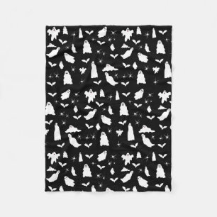 Couverture Polaire Motif d'Halloween, chauves-souris et araignées