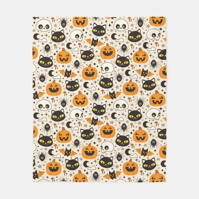 Couverture Polaire Motif d'Halloween rétro (Devant)