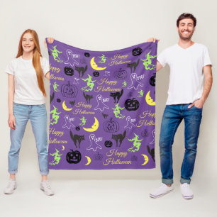 Couverture Polaire Motif d'Halloween violet