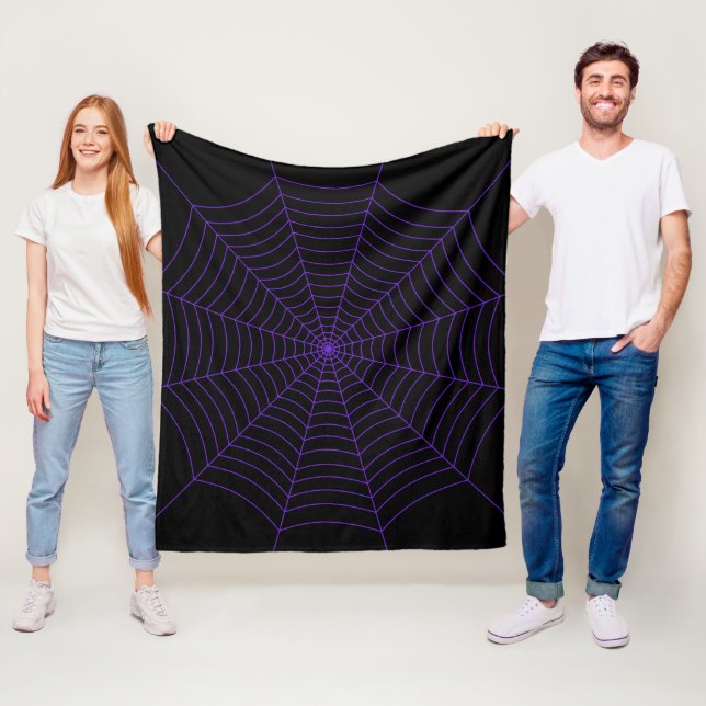 Couverture Polaire Motif d'Halloween violet noir (En situation)