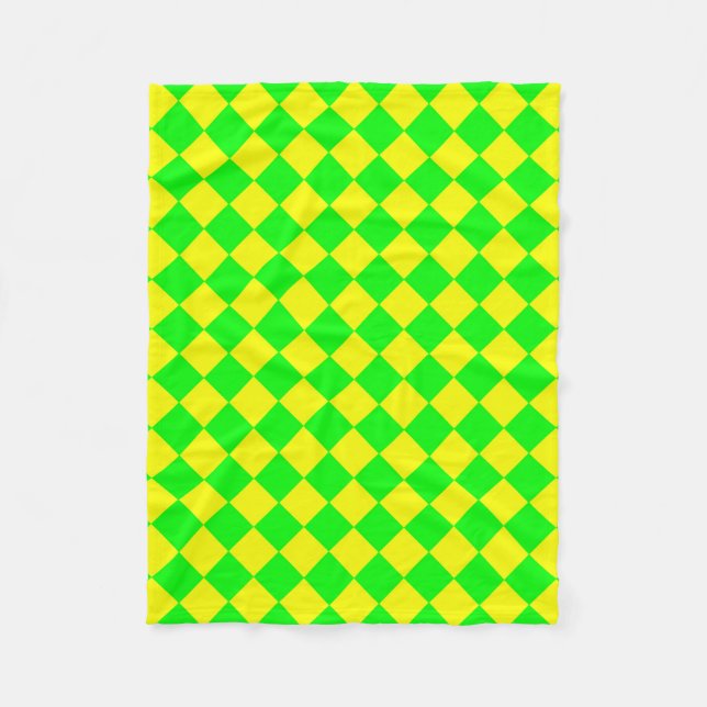 Couverture Polaire Motif diamant à carreaux jaune vert (Devant)
