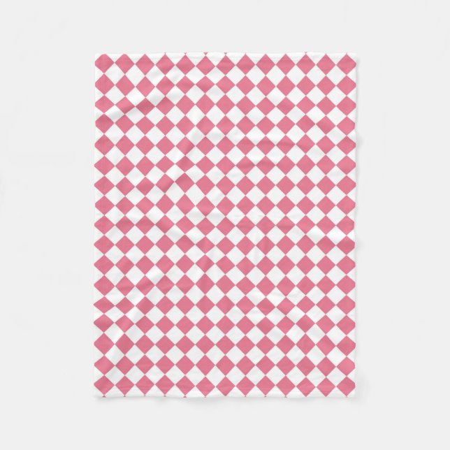 Couverture Polaire Motif diamant à carreaux rose blanc (Devant)