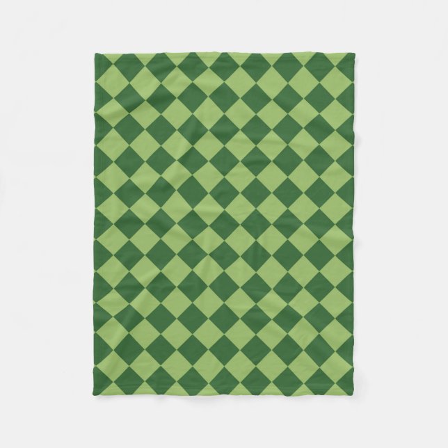 Couverture Polaire Motif diamant à carreaux verts (Devant)
