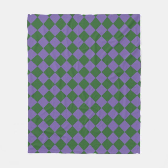 Couverture Polaire Motif diamant à carreaux violet vert (Devant)
