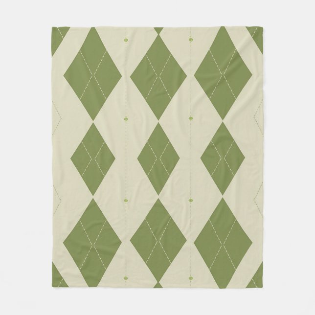 Couverture Polaire Motif diamant Argyle vert olive (Devant)