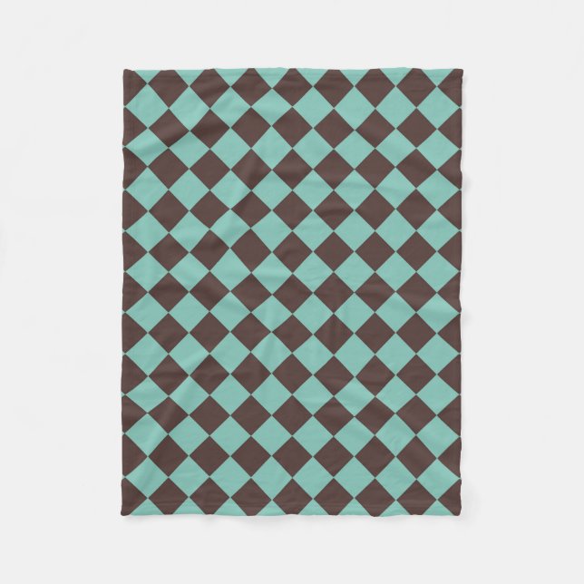 Couverture Polaire Motif diamant Brown Turquoise Checker  (Devant)