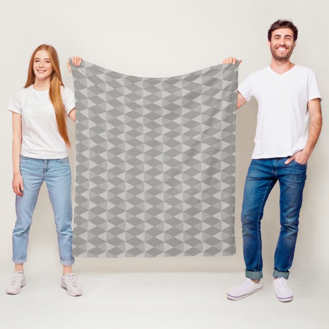 Couverture Polaire Motif Diamant Gris (En situation)