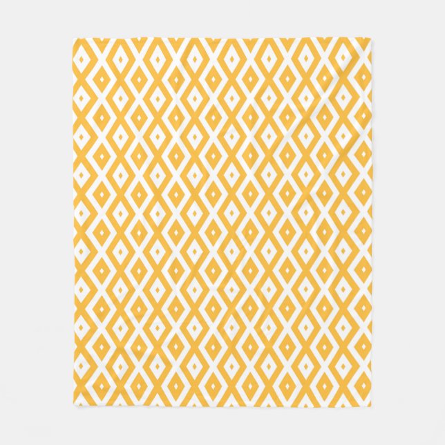 Couverture Polaire Motif diamant jaune et blanc soleil (Devant)