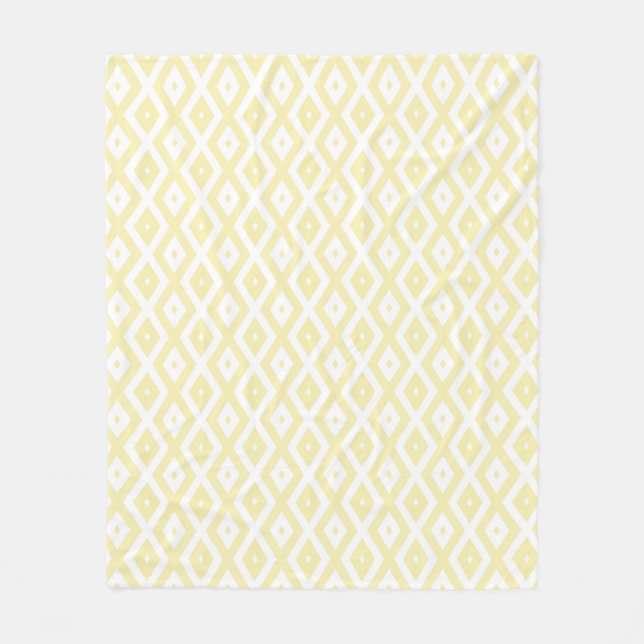 Couverture Polaire Motif diamant jaune pâle et blanc (Devant)