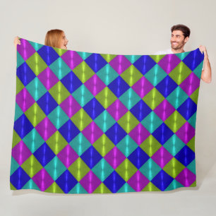 Couverture Polaire Motif Diamant multicolore