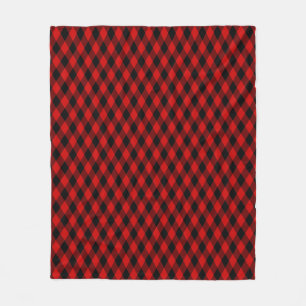 Couverture Polaire Motif diamant noir et rouge classique