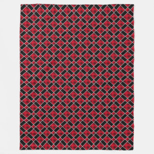 Couverture Polaire Motif diamant noir et rouge élégant