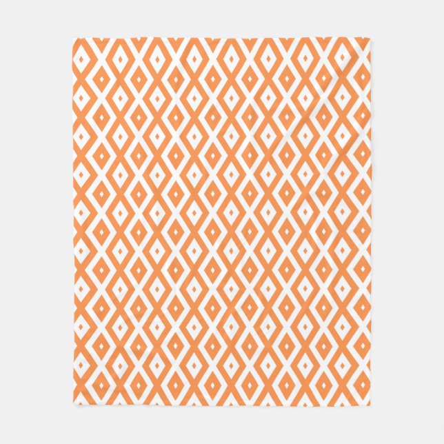 Couverture Polaire Motif diamant orange et blanc (Devant)