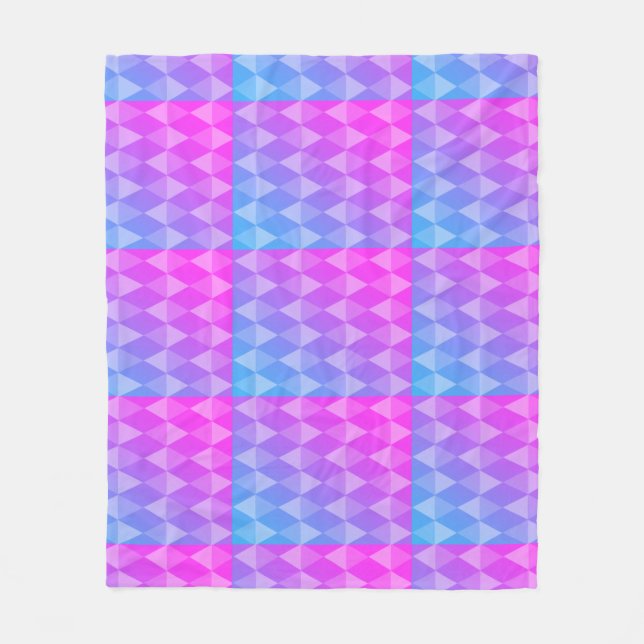 Couverture Polaire Motif diamant rose, violet, bleu (Devant)