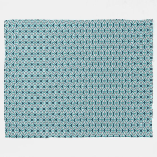 Couverture Polaire Motif diamant sur Arrière - plan Turquoise (Devant (Horizontal))