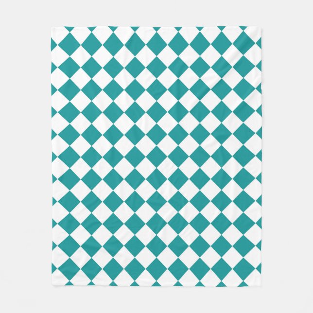 Couverture Polaire Motif diamant turquoise blanc Checker (Devant)