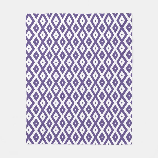 Couverture Polaire Motif diamant ultra violet et blanc (Devant)
