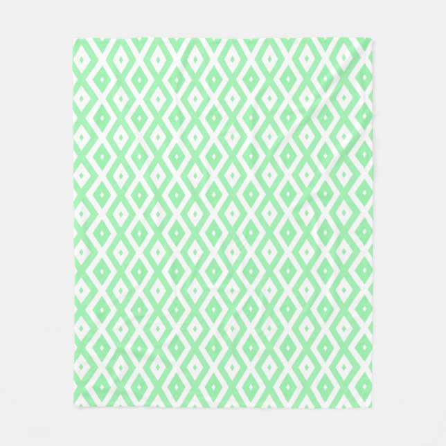 Couverture Polaire Motif diamant vert et blanc (Devant)