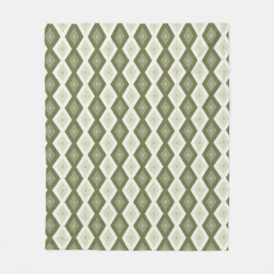 Couverture Polaire Motif diamant vert olive