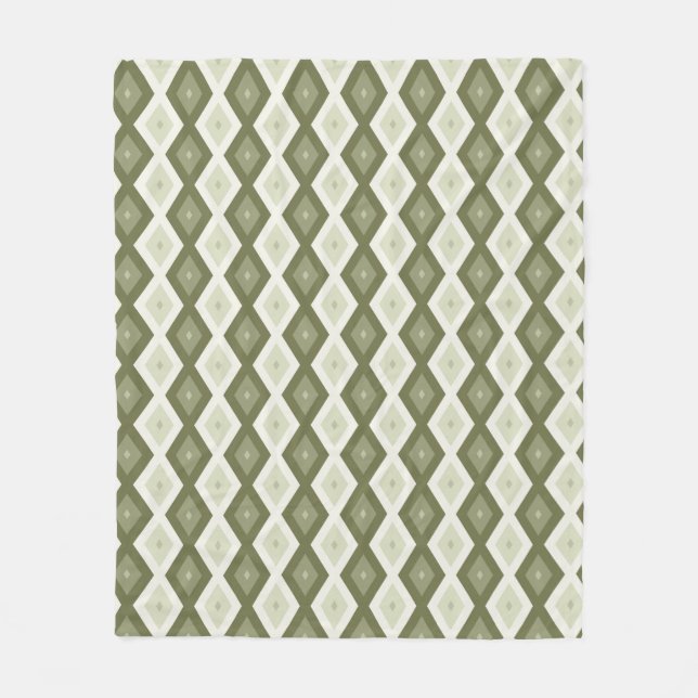 Couverture Polaire Motif diamant vert olive (Devant)