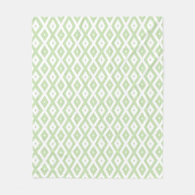 Couverture Polaire Motif diamant vert pâle et blanc (Devant)
