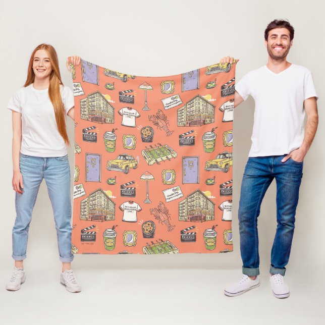 Couverture Polaire Motif d'icônes colorées AMIS™ (En situation)