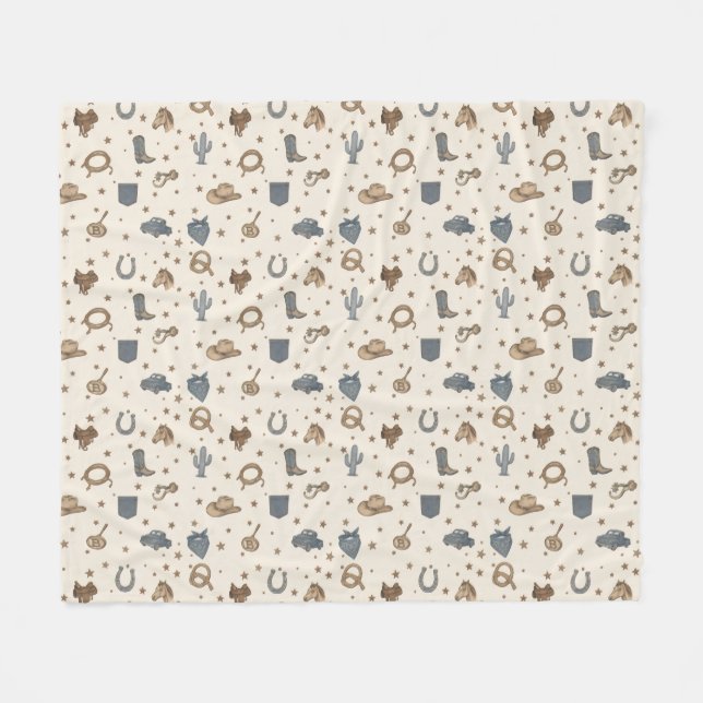 Couverture Polaire Motif d'icônes western vintage (Devant (Horizontal))