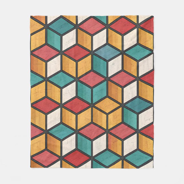 Couverture Polaire Motif d'illusion d'optique de cube 3D vibrant (Devant)