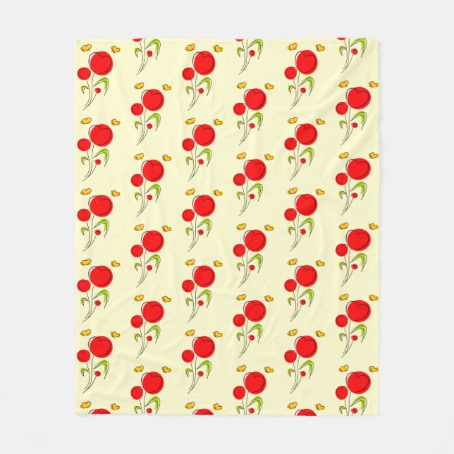 Couverture Polaire Motif d'illustration de fleurs de coeur rouge mign (Devant)